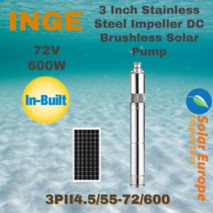 Inge: 3 Inch Stainless Steel Impeller DC Brushless Solar Pump 72VDC 600W (3PII4.5/55-72/600)