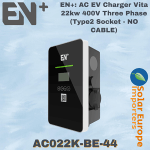 EN+: AC EV Charger Vita 22kw 400V Three Phase (Type2 Socket - NO CABLE) (AC022K-BE-44)