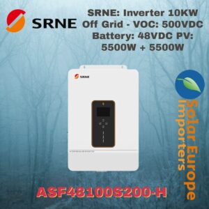 SRNE: Inverter 10KW Off Grid - VOC: 500VDC Battery: 48V PV: 5500W + 5500W (ASF48100S200-H)