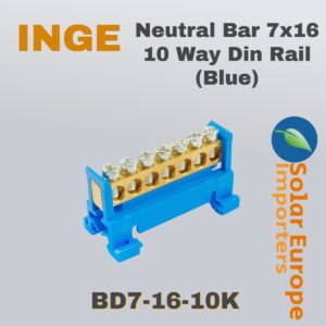 Neutral Bar 7x16 10 Way Din Rail (Blue) (BD7-16-10K)