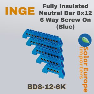 Fully Insulated Neutral Bar 8x12 6 Way Screw On (Blue) (BD8-12-6K)