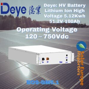 Deye: HV Battery Lithium Ion High Voltage 5.12Kwh 51.2V 100Ah (BOS-GM5.1)