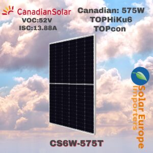 Canadian: 575W TOPHiKu6 TOPcon - VOC:52V / ISC:13.88A (CS6W-575T)