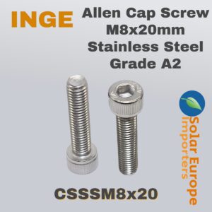 Allen Cap Screw M8x20mm Stainless Steel Grade A2 (CSSSM8x20)