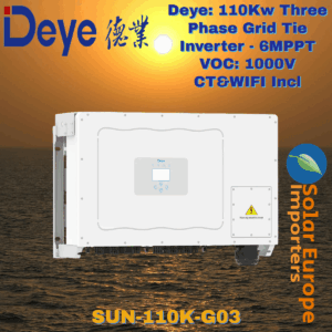 Deye: 110Kw Three Phase Grid Tie Inverter - 6MPPT VOC: 1000V CT&WIFI Incl (SUN-110K-G03)