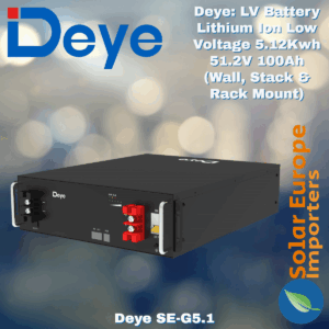 Deye: LV Battery Lithium Ion Low Voltage 5.12Kwh 51.2V 100Ah (Wall, Stack & Rack Mount) (SE-G5.1)