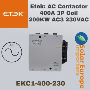 Etek: AC Contactor 400A 3P Coil 200KW AC3 230VAC (EKC1-400-230)
