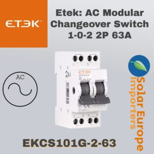 Etek: AC Modular Changeover Switch 1-0-2 2P 63A (EKCS101G-2-63)