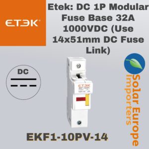 Etek: DC 1P Modular Fuse Base 32A 1000VDC (Use 14x51mm DC Fuse Link) (EKF1-10PV-14)