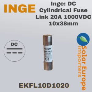 Inge: DC Cylindrical Fuse Link 20A 1000VDC 10x38mm (EKFL10D1020)