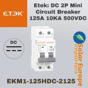 Etek: DC 2P Mini Circuit Breaker 125A 10KA 500VDC (EKM1-125HDC-2125)