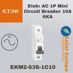 Etek: AC 1P Mini Circuit Breaker 10A 6KA (EKM3-63-1C10)