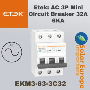 Etek: AC 3P Mini Circuit Breaker 32A 6KA (EKM3-63-3C32)