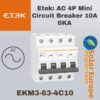 Etek: AC 4P Mini Circuit Breaker 10A 6KA (EKM3-63-4C10)
