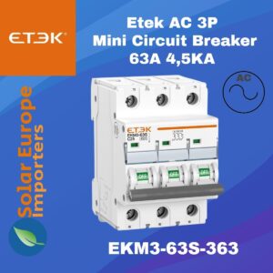 Etek: AC 3P Mini Circuit Breaker 63A 4.5KA (EKM3-63S-363)