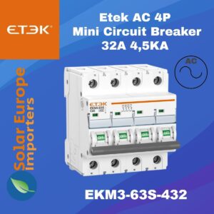 Etek: AC 4P Mini Circuit Breaker 32A 4.5KA (EKM3-63S-432)
