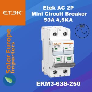 Etek: AC 2P Mini Circuit Breaker 50A 4.5KA (EKM3-63S-250)