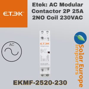 Etek: AC Modular Contactor 2P 25A 2NO Coil 230VAC (EKMF-2520-230)