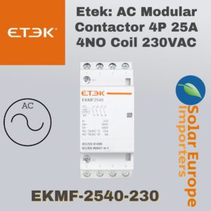 Etek: AC Modular Contactor 4P 25A 4NO Coil 230VAC (EKMF-2540-230)