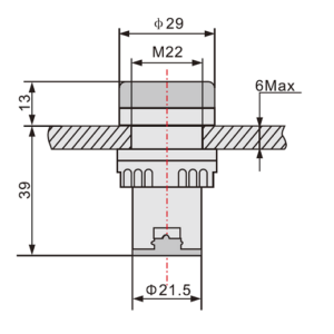 Alternative view of Etek: AC LED Indicator Lamp Blue 220VAC (Round 22mm dia) (EKLD-22DS-B-220)