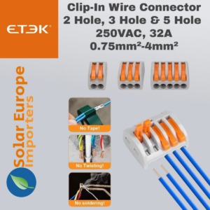 Etek: Clip-In Wire Connector 5 Hole 250VAC 32A 0.75mm²-4mm² (EK222-415GO)