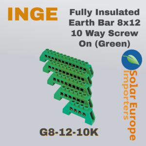 Fully Insulated Earth Bar 8x12 10 Way Screw On (Green) (G8-12-10K)