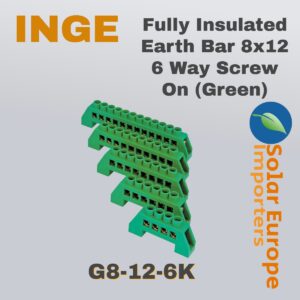 Fully Insulated Earth Bar 8x12 6 Way Screw On (Green) (G8-12-6K)