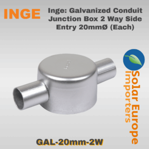 Inge: Galvanized Conduit Junction Box 2 Way Side Entry 20mmØ (Each) (GAL-20mm-2W)