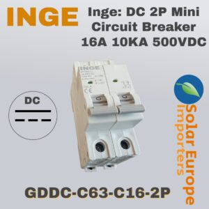 Inge: DC 2P Mini Circuit Breaker 16A 10KA 500VDC (GDDC-C63-C16-2P)