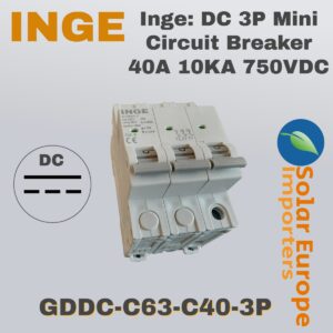 Inge: DC 3P Mini Circuit Breaker 40A 10KA 750VDC (GDDC-C63-C40-3P)