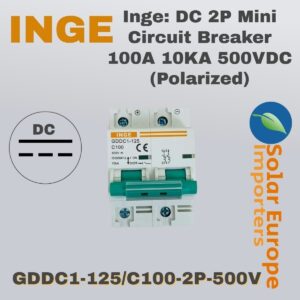 Inge: DC 2P Mini Circuit Breaker 100A 10KA 500VDC (Polarized) (GDDC1-125/C100-2P-500V)