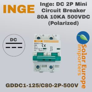 Inge: DC 2P Mini Circuit Breaker 80A 10KA 500VDC (Polarized) (GDDC1-125/C80-2P-500V)