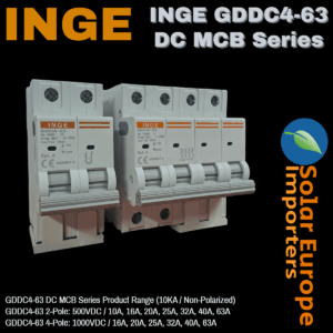 Inge: DC 2P Mini Circuit Breaker 20A 10KA 500VDC (Non-Polarized) (GDDC4-63/C20-2P-500V)
