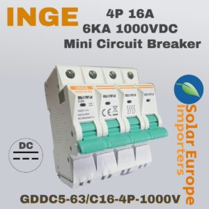 Inge: DC 4P Mini Circuit Breaker 16A 6KA 1000VDC (Non-Polarized) (GDDC5-63/C16-4P-1000V)