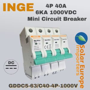 Inge: DC 4P Mini Circuit Breaker 40A 6KA 1000VDC (Non-Polarized) (GDDC5-63/C40-4P-1000V)