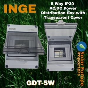 Inge: 5 Way IP20 AC/DC Power Distribution Box with Transparent Cover (GDT-5W)