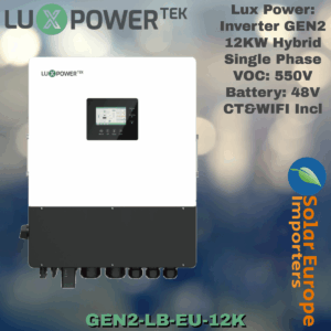 Lux Power: Inverter GEN2 12KW Hybrid Single Phase - VOC: 550V Battery: 48V CT&WIFI Incl (GEN2-LB-EU-12K)