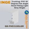 Trunking: PVC 90 Degree Flat Angle Hood Fitting Light Grey Single (GK-FH53100LGR)