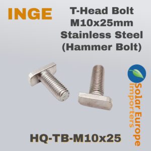 T-Head Bolt M10x25mm Stainless Steel (Hammer Bolt) (HQ-TB-M10x25)