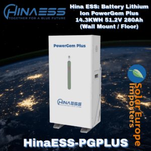Hina ESS: Battery Lithium Ion PowerGem Plus 14.3KWH 51.2V 280Ah (Wall Mount / Floor) (HinaESS-PGPLUS)