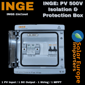 INGE: PV 500V Isolation & Protection Box: 1 PV Input / 1 DC Output - 1 String / 1 MPPT (8 Way Box) (INGE-1in/1out)