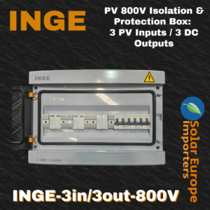 INGE: PV 800V Isolation & Protection Box: 3 PV Inputs / 3 DC Outputs - 3 Strings / 3 MPPT (18 Way Box) (INGE-3in/3out-800V)