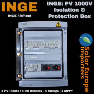 INGE: PV 1000V Isolation & Protection Box: 4 PV Inputs / 4 DC Outputs - 4 Strings / 4 MPPT (36 Way Box) (INGE-4in/4out)