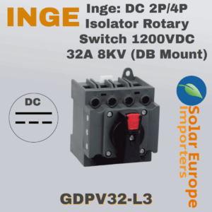 Inge: DC 2P/4P Isolator Rotary Switch 1200VDC 32A 8KV (DB Mount) (GDPV32-L3)