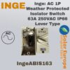 Inge: AC 1P Weather Protected Isolator Switch 63A 250VAC IP66 Lever Type (IngeABIS163)