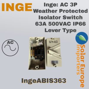 Inge: AC 3P Weather Protected Isolator Switch 63A 500VAC IP66 Lever Type (IngeABIS363)