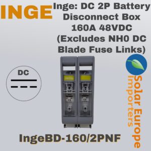 Inge: DC 2P Battery Disconnect Box 160A 48VDC (Excludes NH0 DC Blade Fuse Links) (IngeBD-160/2PNF)