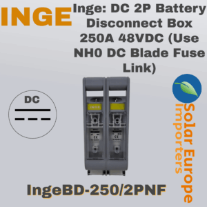 Inge: DC 2P Battery Disconnect Box 250A 48VDC (Excludes NH1 DC Blade Fuse Links) (IngeBD-250/2PNF)