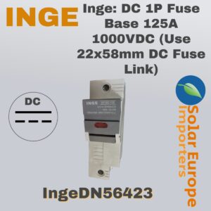 Inge: DC 1P Fuse Base 125A 1000VDC (Use 22x58mm DC Fuse Link) (IngeDN56423)