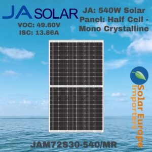 JA: Solar Panel 540W Half Cell Mono Crystalline (JAM72S30-540/MR)